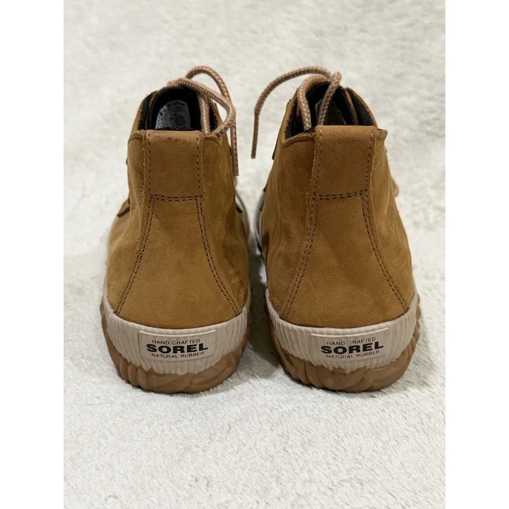 Sorel Out N About Rain Duck Boots Women 7 Tan/Brown Leather Waterproof NL3069